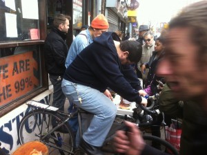 punk phone charging setup at 9th and C