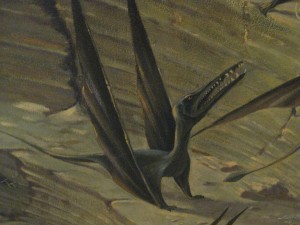 detail of a pterodactyl from a mural at the AMNH